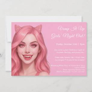 Pink Vampir Mädchen Nacht Halloween-Einladung Einladung