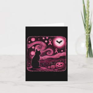 Pink Van Gogh Cat Halloween Breast Cancer Awarenes Karte