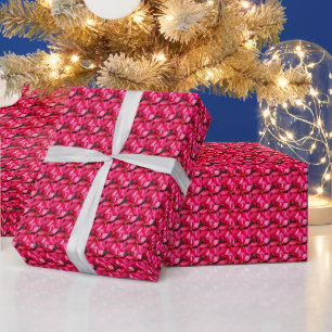 Pink Variegated Poinsettia Pattern Holiday Geschenkpapier