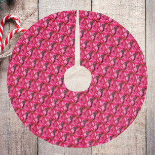 Pink Variegated Poinsettia Pattern Polyester Weihnachtsbaumdecke