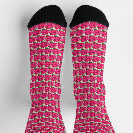 Pink Variegated Poinsettias Pattern Urlaub Socken