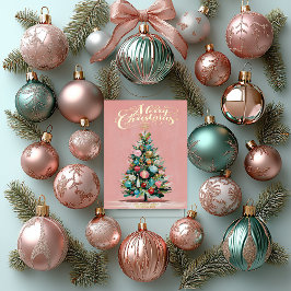 Pink Velvet Christmas Tree Foil Holiday Card Folien Feiertagskarte