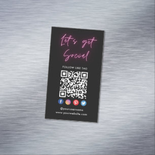 Pink Verbindung mit US Social Media Qr Code schwar Magnetische Visitenkarte