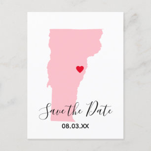 Pink Vermont Rother Herz Save-the-Date Ankündigungspostkarte