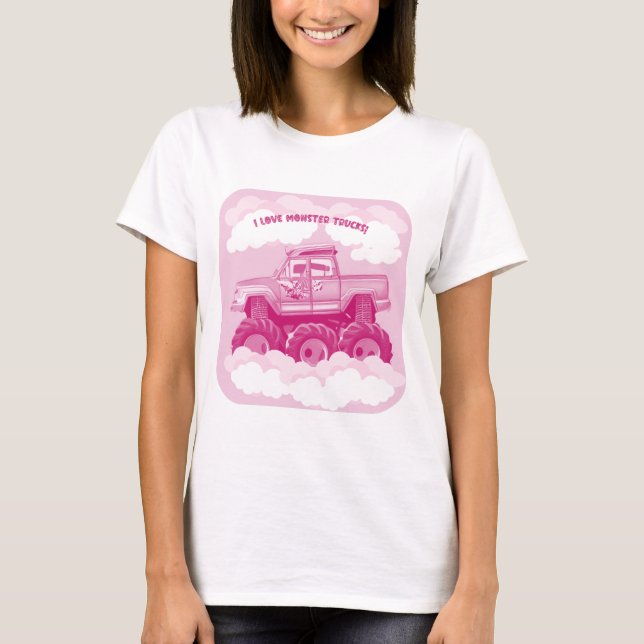 Pink Version I Love Monster Trucks Image    T-Shirt (Vorderseite)