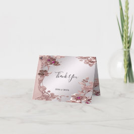 Pink Verziert Floral Danke Karte