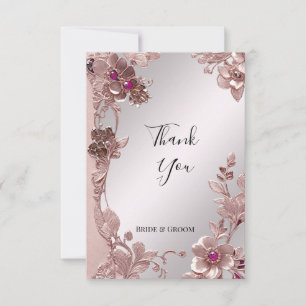 Pink Verziert Floral Danke Karte