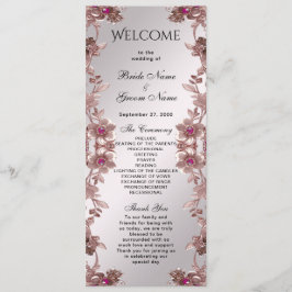 Pink Verziert Floral Wedding Program Programm