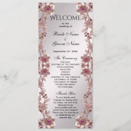 Pink Verziert Floral Wedding Program Programm