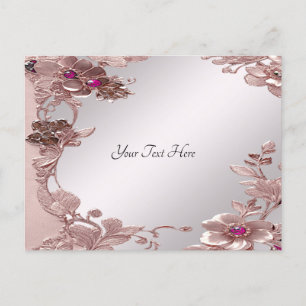 Pink Verziert florale Postkarte