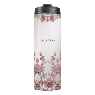 Pink Verziert floraler Thermaltumbler Thermosbecher