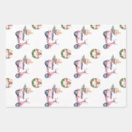 Pink Vespa Weihnachts Shopping Geschenkpapier Set