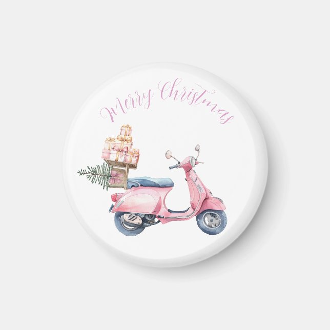Pink Vespa Weihnachts Shopping Magnet (Vorne)