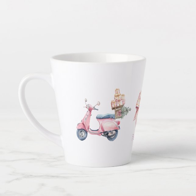 Pink Vespa Weihnachtsreise Milchtasse (Links)