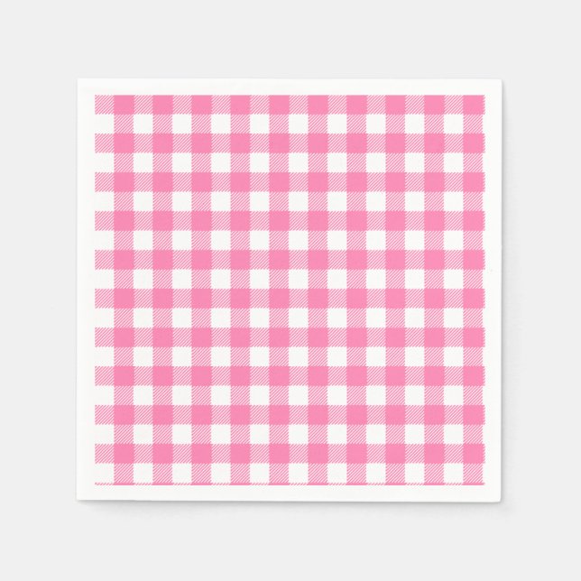 Pink Vichy Kariert Paper Napkins Serviette (Vorderseite)