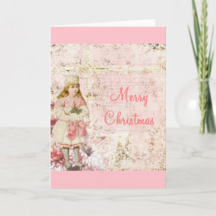 pink Victorian Christmas card Feiertagskarte