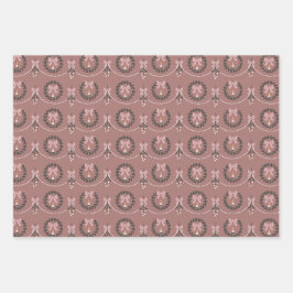 Pink Victorian Mistletoe and Wreath Gift Wrap Geschenkpapier Set