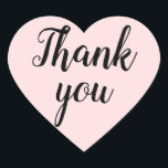 Pink vielen Dank, einfach minimalistisch Herz-Aufkleber<br><div class="desc">Pastellrosa,  minimalistisch,  modern,  schlicht,  trendig danke Ihnen herzhaften Aufkleber mit dem Text "danke" in einem handgeschriebenen Schriftart.</div>