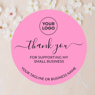 Pink Vielen Dank für die kleine Unternehmen Logo-R Runder Aufkleber