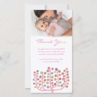 Pink Vielen Dank Hinweis Baby Girl Foto Card Vorla Dankeskarte