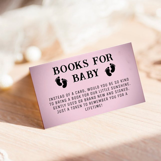 Pink Vignette Footprint Bücher für Babydusche Begleitkarte (Pink Vignette Footprint Books for Baby Shower Enclosure Card)