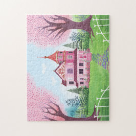 Pink Viktorianisch House & Cherry Blossom Puzzle
