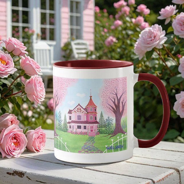 Pink Viktorianisch House & Cherry Blossom Tasse (Von Creator hochgeladen)