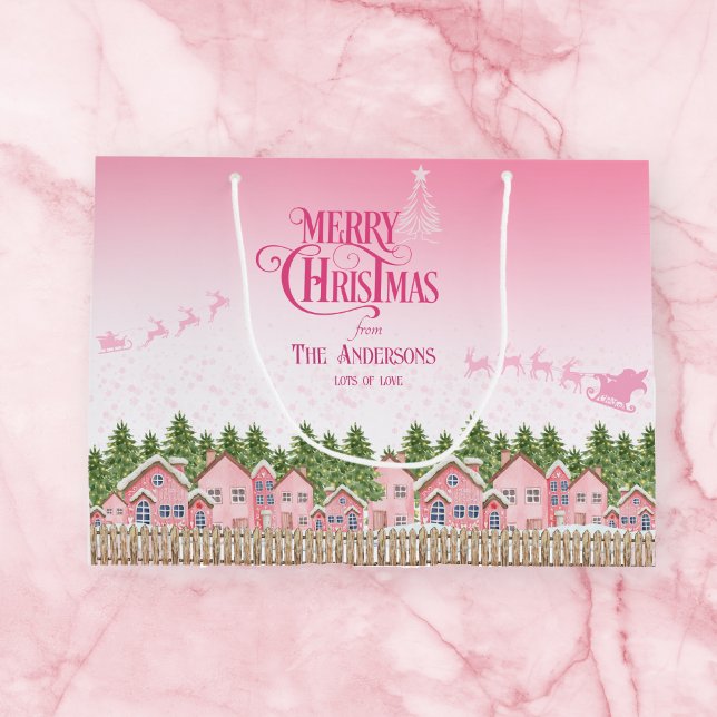 Pink Village Frohe Weihnachtsschneefeste Geschenkt Große Geschenktüte (Von Creator hochgeladen)