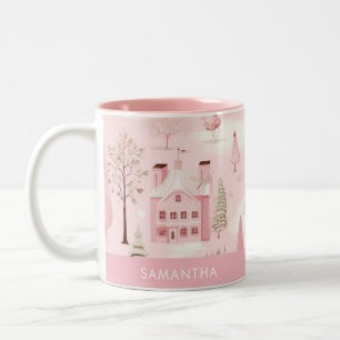 Pink Village Winter Weihnachten Tasse