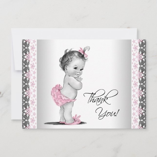 Pink Vintag Baby Girl Danke (Vorderseite)