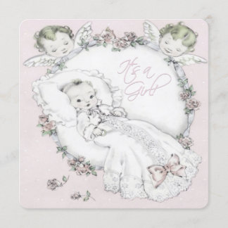 Pink Vintag Baby Girl Dusche Einladung