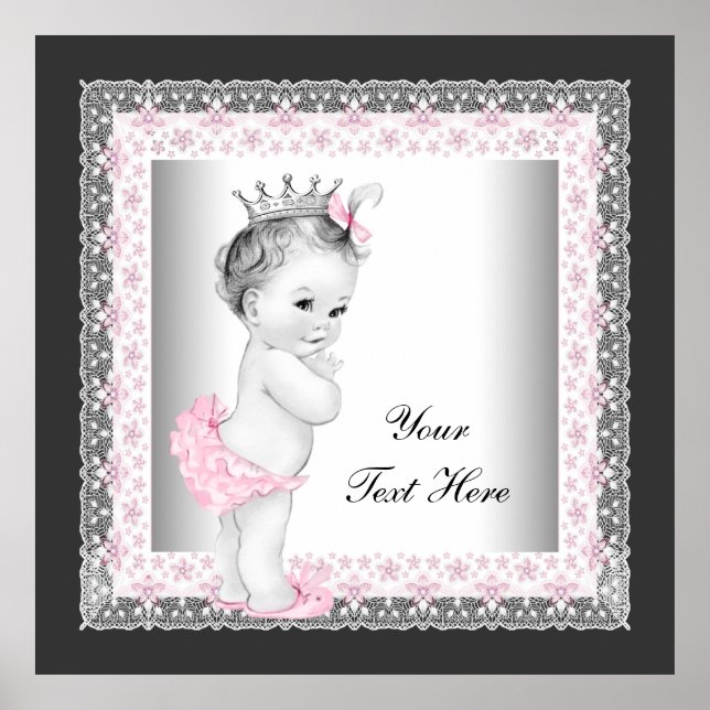 Pink Vintag Baby Girl Princess Poster (Vorne)