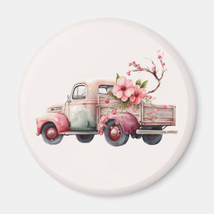 Pink Vintag Bauer Truck Magnet