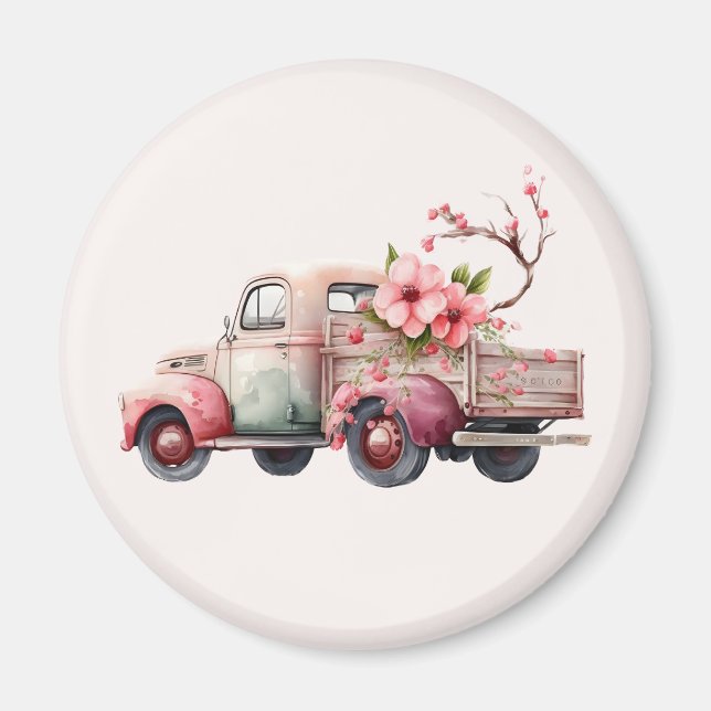 Pink Vintag Bauer Truck Magnet (Vorne)