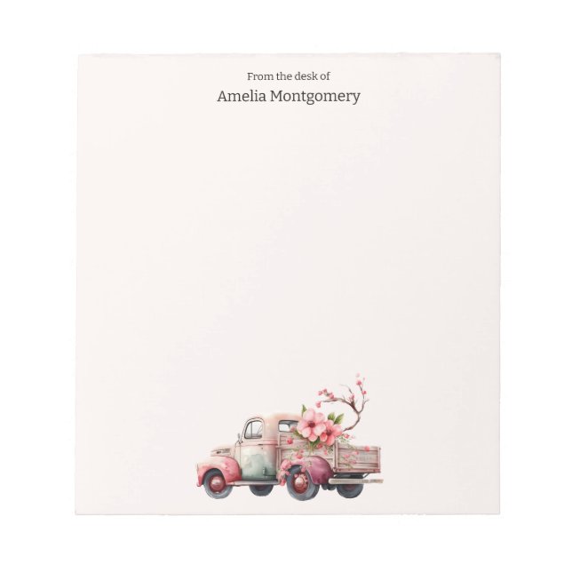 Pink Vintag Bauer Truck Notizblock (Vorderseite)