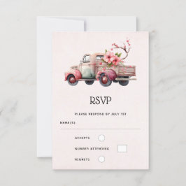 Pink Vintag Bauern LKW-Hochzeit RSVP Karte
