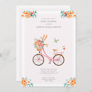 Pink Vintag Bicycle Baby Dusche Einladung