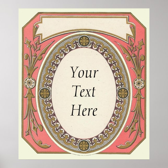 Pink Vintag Border Poster individuell anpassen (Vorne)