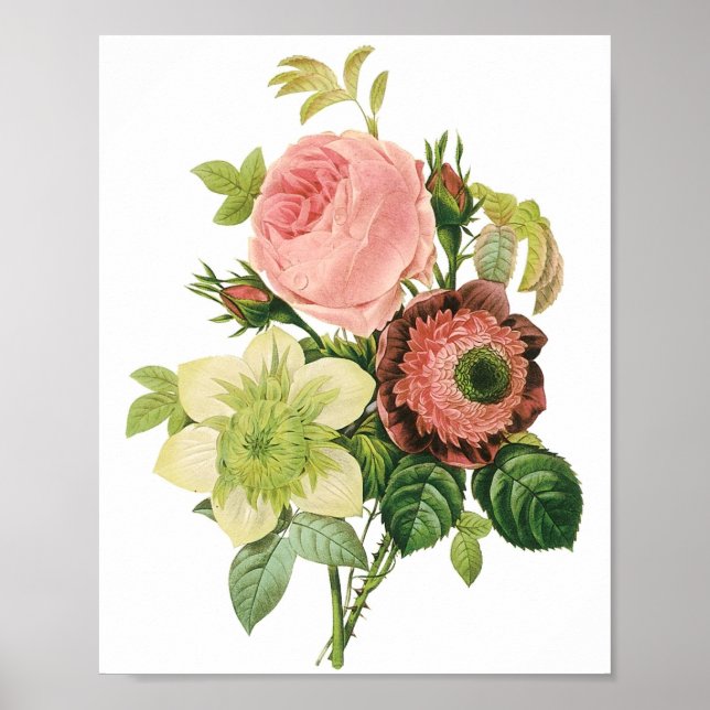 Pink Vintag Bouquet Poster (Vorne)
