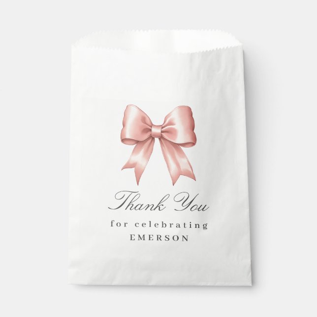 Pink Vintag Bow Vielen Dank Baby Dusche Geschenktütchen (Vorderseite)