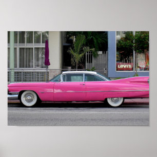 Pink Vintag Cadillac, Florida Poster