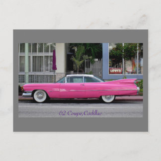 Pink Vintag Cadillac Postkarte