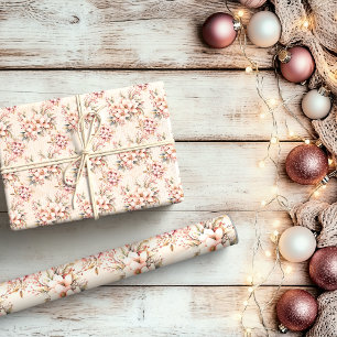 Pink Vintag Flora Weihnachten Geschenkpapier