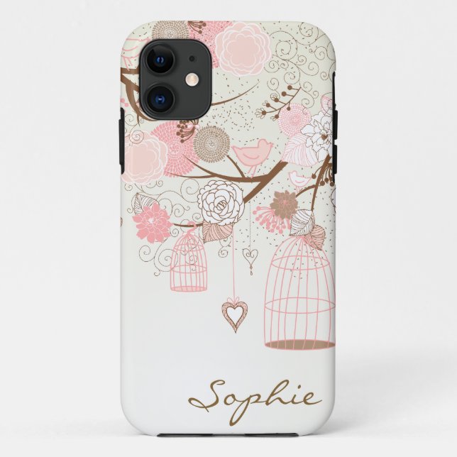 Pink Vintag Floral Birdcages Custom iPhone 5 Fall Case-Mate iPhone Hülle (Rückseite)