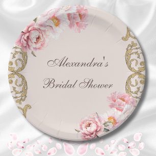 Pink Vintag Floral Rokoko Peony Brautparty Pappteller