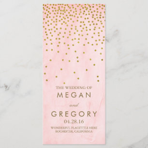 Pink Vintag Gold Confetti Hochzeitsprogramme Programm