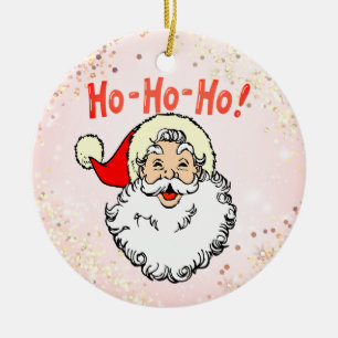 Pink Vintag Jolly Santa Lächeln Weihnachten Keramik Ornament