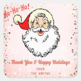 Pink Vintag Jolly Weihnachten Vielen Dank Quadratischer Aufkleber