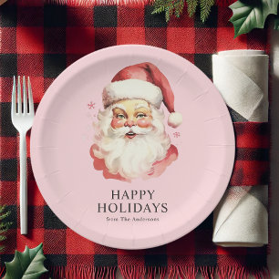 Pink Vintag Retro Weihnachten Weihnachten Pappteller