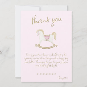 Pink Vintag Rocking Horse Cowgirl Babydusche Dankeskarte